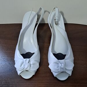 ETIENNE AIGNER Elegant White Women's Slingback Shoes Size 8 Medium